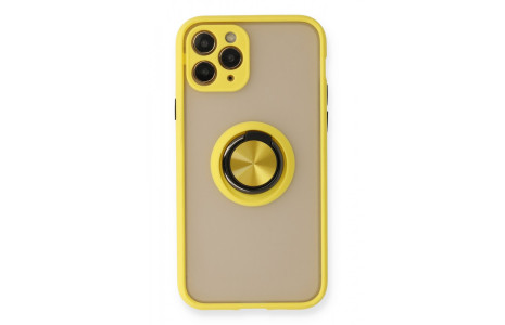 Newface iPhone 11 Pro Kılıf Montreal Yüzüklü Silikon Kapak - Sarı