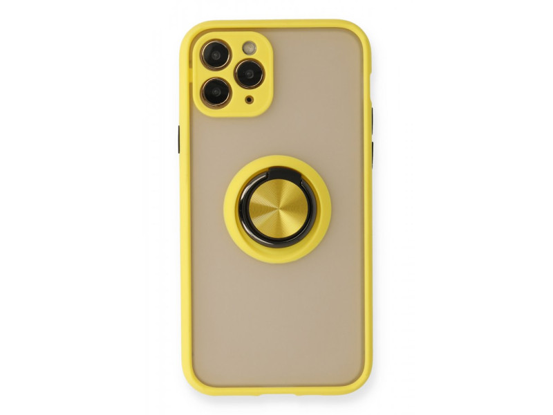 Newface iPhone 11 Pro Kılıf Montreal Yüzüklü Silikon Kapak - Sarı