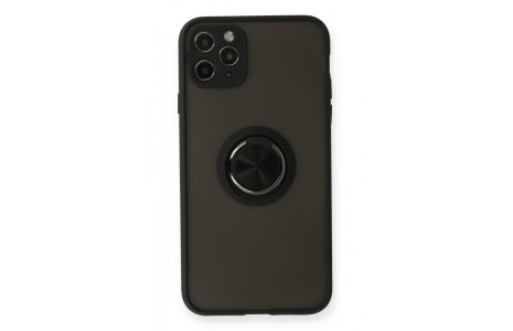 Newface iPhone 11 Pro Kılıf Montreal Yüzüklü Silikon Kapak - Siyah