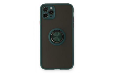 Newface iPhone 11 Pro Kılıf Montreal Yüzüklü Silikon Kapak - Yeşil