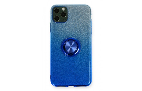 Newface iPhone 11 Pro Kılıf Simli Yüzüklü Silikon - Mavi
