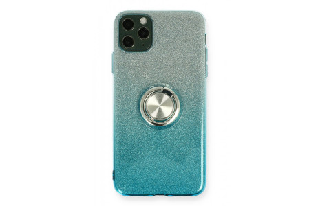 Newface iPhone 11 Pro Kılıf Simli Yüzüklü Silikon - Turkuaz