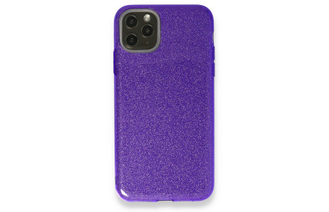 Newface iPhone 11 Pro Max Kılıf Simli Katmanlı Silikon - Mor