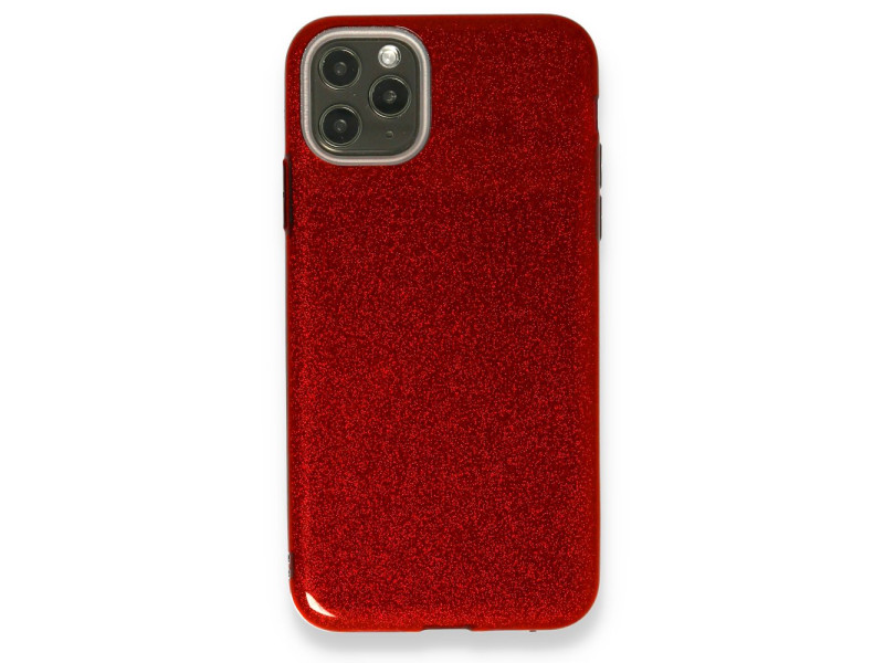 Newface iPhone 11 Pro Kılıf Simli Katmanlı Silikon - Kırmızı