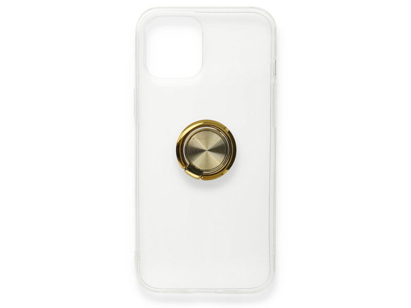 Newface iPhone 12 Kılıf Gros Yüzüklü Silikon - Gold