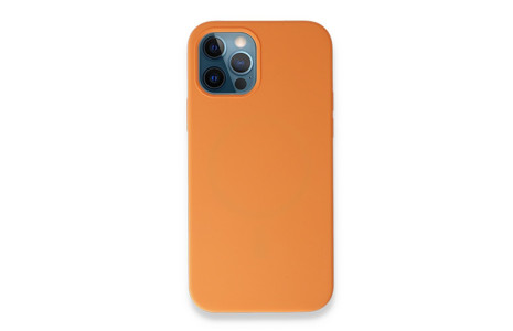 Newface iPhone 12 Pro Kılıf Magneticsafe Lansman Silikon Kapak - Koyu Turuncu