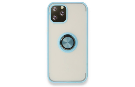Newface iPhone 12 Pro Kılıf Montreal Yüzüklü Silikon Kapak - Buz Mavi