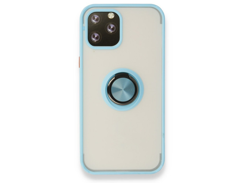 Newface iPhone 12 Pro Kılıf Montreal Yüzüklü Silikon Kapak - Buz Mavi