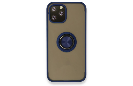 Newface iPhone 12 Pro Kılıf Montreal Yüzüklü Silikon Kapak - Lacivert