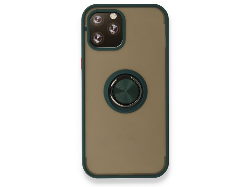 Newface iPhone 12 Pro Kılıf Montreal Yüzüklü Silikon Kapak - Yeşil