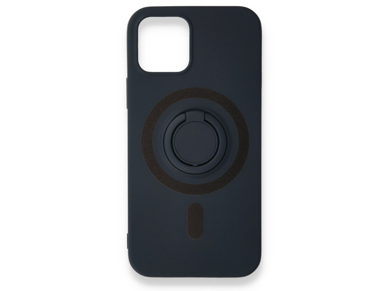 Newface iPhone 12 Kılıf Viktor Yüzüklü Silikon - Lacivert