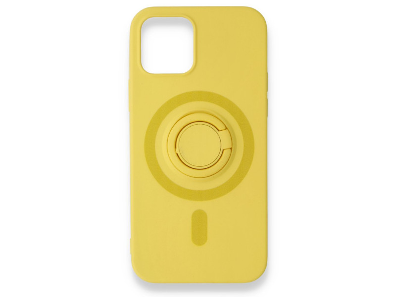 Newface iPhone 12 Kılıf Viktor Yüzüklü Silikon - Sarı