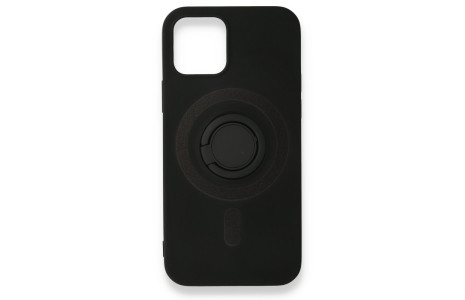 Newface iPhone 12 Kılıf Viktor Yüzüklü Silikon - Siyah