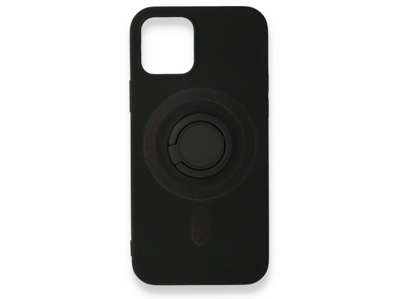 Newface iPhone 12 Kılıf Viktor Yüzüklü Silikon - Siyah