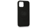 Newface iPhone 12 Kılıf Viktor Yüzüklü Silikon - Siyah