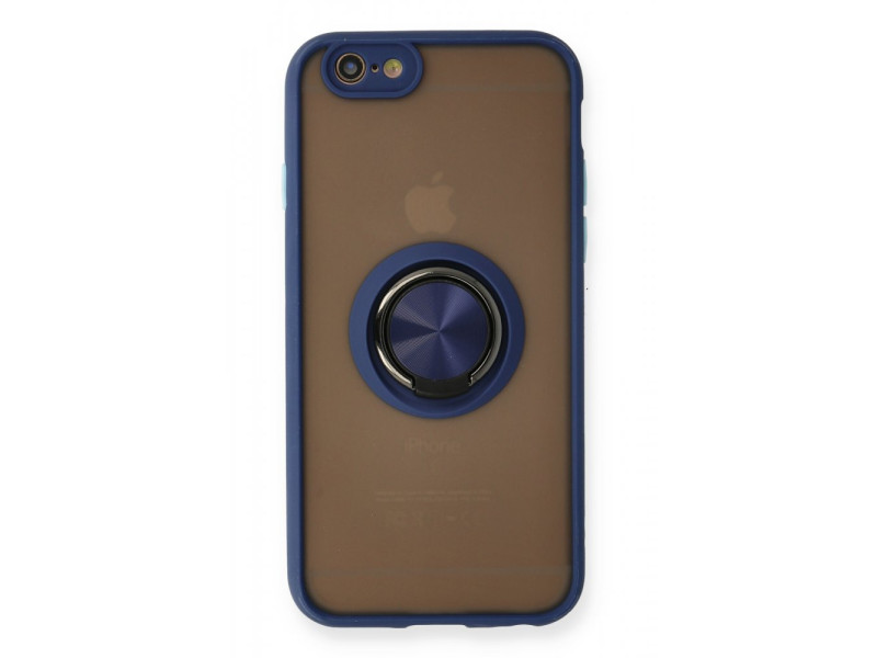 Newface iPhone 6 Kılıf Montreal Yüzüklü Silikon Kapak - Lacivert