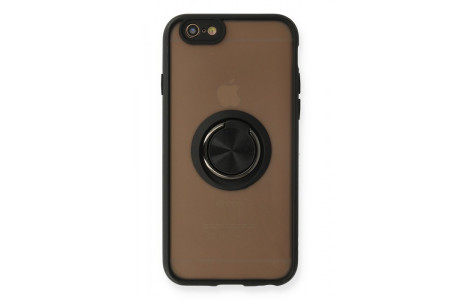 Newface iPhone 6 Kılıf Montreal Yüzüklü Silikon Kapak - Siyah