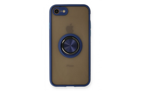 Newface iPhone 7 Kılıf Montreal Yüzüklü Silikon Kapak - Lacivert