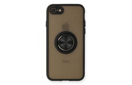Newface iPhone 7 Kılıf Montreal Yüzüklü Silikon Kapak - Siyah