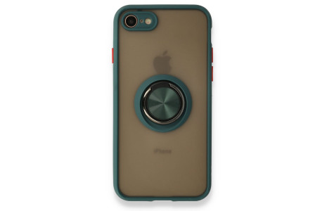 Newface iPhone 7 Kılıf Montreal Yüzüklü Silikon Kapak - Yeşil