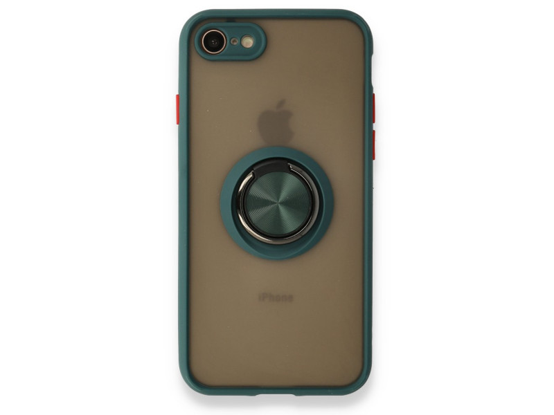 Newface iPhone 7 Kılıf Montreal Yüzüklü Silikon Kapak - Yeşil