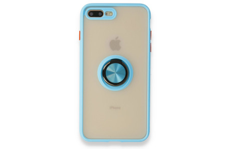 Newface iPhone 7 Plus Kılıf Montreal Yüzüklü Silikon Kapak - Buz Mavi
