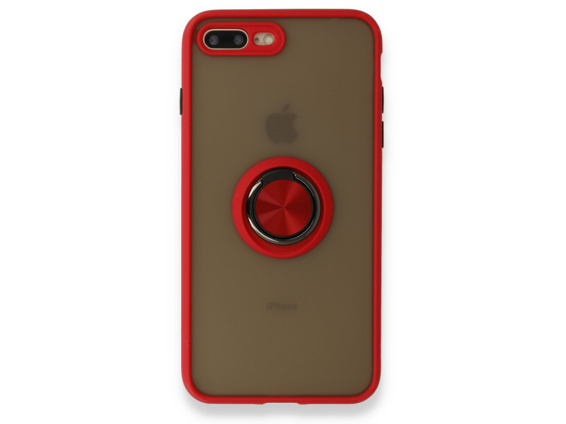 Newface iPhone 7 Plus Kılıf Montreal Yüzüklü Silikon Kapak - Kırmızı