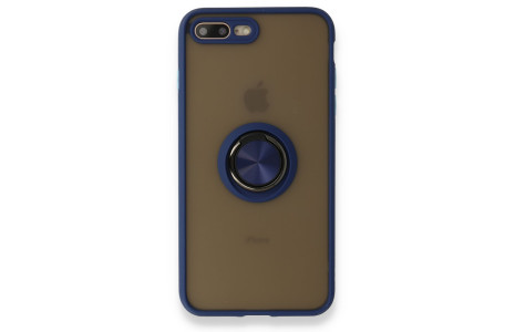 Newface iPhone 7 Plus Kılıf Montreal Yüzüklü Silikon Kapak - Lacivert