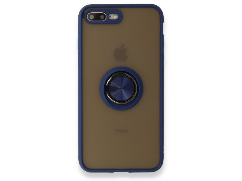 Newface iPhone 7 Plus Kılıf Montreal Yüzüklü Silikon Kapak - Lacivert