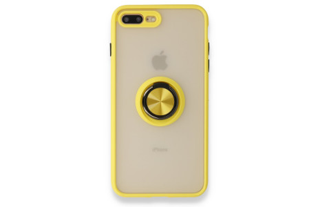 Newface iPhone 7 Plus Kılıf Montreal Yüzüklü Silikon Kapak - Sarı