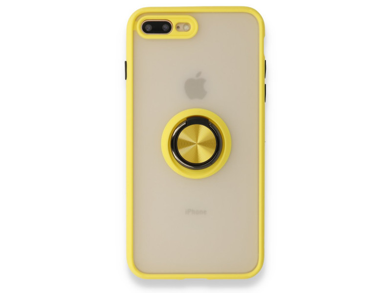 Newface iPhone 7 Plus Kılıf Montreal Yüzüklü Silikon Kapak - Sarı