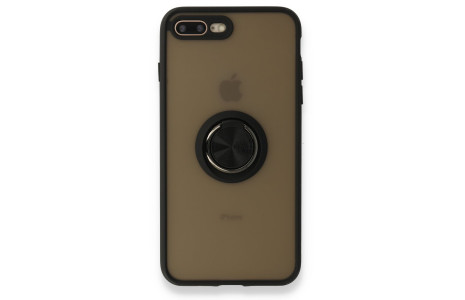 Newface iPhone 7 Plus Kılıf Montreal Yüzüklü Silikon Kapak - Siyah