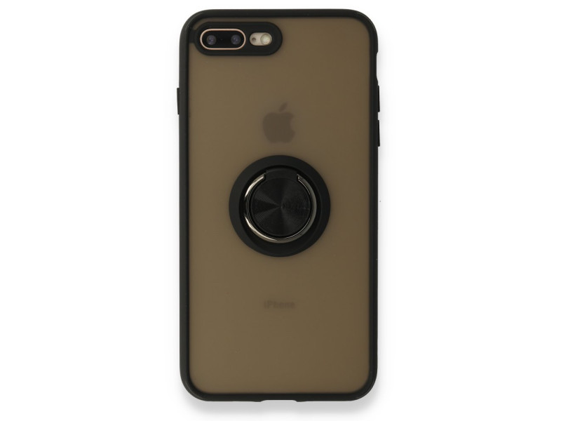 Newface iPhone 7 Plus Kılıf Montreal Yüzüklü Silikon Kapak - Siyah