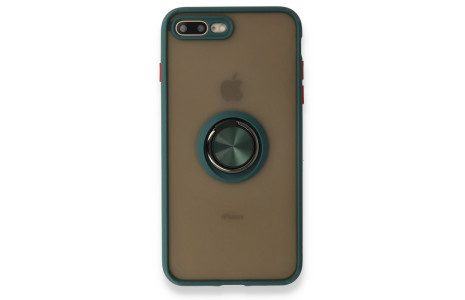 Newface iPhone 7 Plus Kılıf Montreal Yüzüklü Silikon Kapak - Yeşil