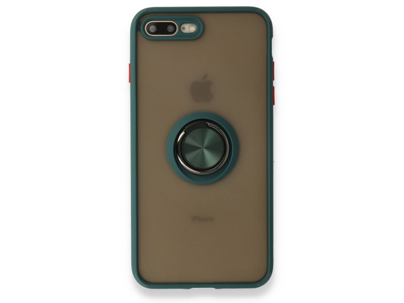 Newface iPhone 7 Plus Kılıf Montreal Yüzüklü Silikon Kapak - Yeşil