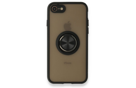 Newface iPhone 8 Kılıf Montreal Yüzüklü Silikon Kapak - Siyah