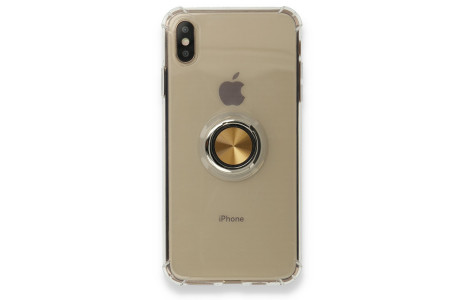 Newface iPhone X Kılıf Gros Yüzüklü Silikon - Gold