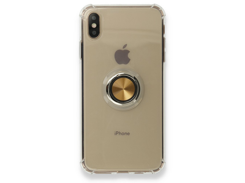 Newface iPhone X Kılıf Gros Yüzüklü Silikon - Gold