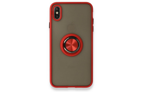 Newface iPhone X Kılıf Montreal Yüzüklü Silikon Kapak - Kırmızı