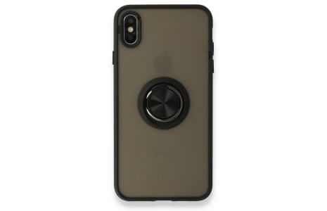 Newface iPhone X Kılıf Montreal Yüzüklü Silikon Kapak - Siyah
