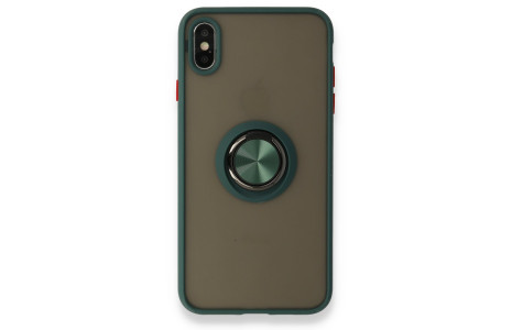 Newface iPhone X Kılıf Montreal Yüzüklü Silikon Kapak - Yeşil