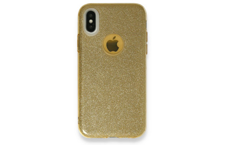 Newface iPhone X Kılıf Simli Katmanlı Silikon - Gold