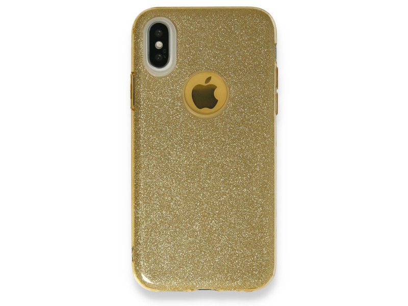 Newface iPhone X Kılıf Simli Katmanlı Silikon - Gold