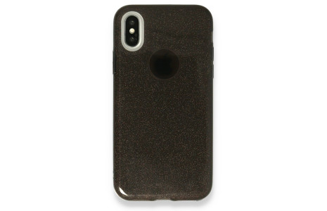 Newface iPhone X Kılıf Simli Katmanlı Silikon - Siyah