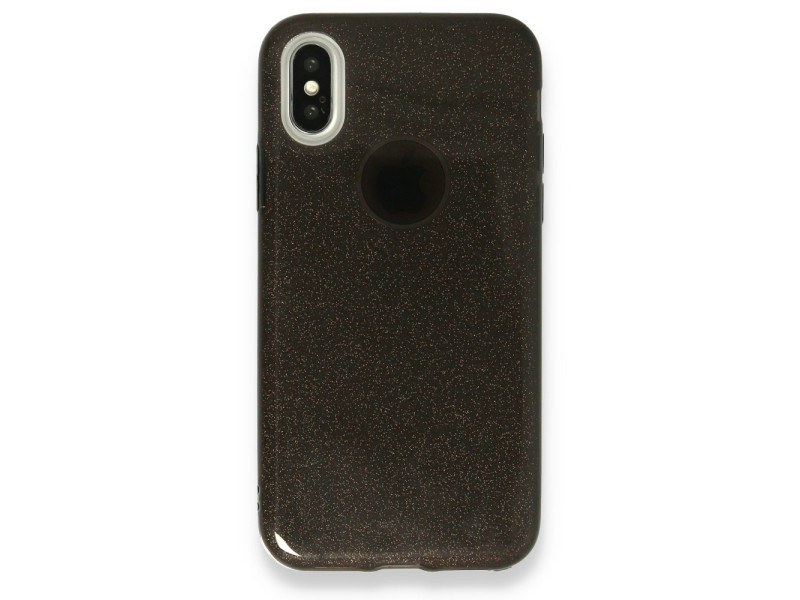 Newface iPhone X Kılıf Simli Katmanlı Silikon - Siyah