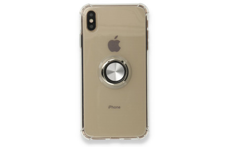 Newface iPhone XS Max Kılıf Gros Yüzüklü Silikon - Gümüş