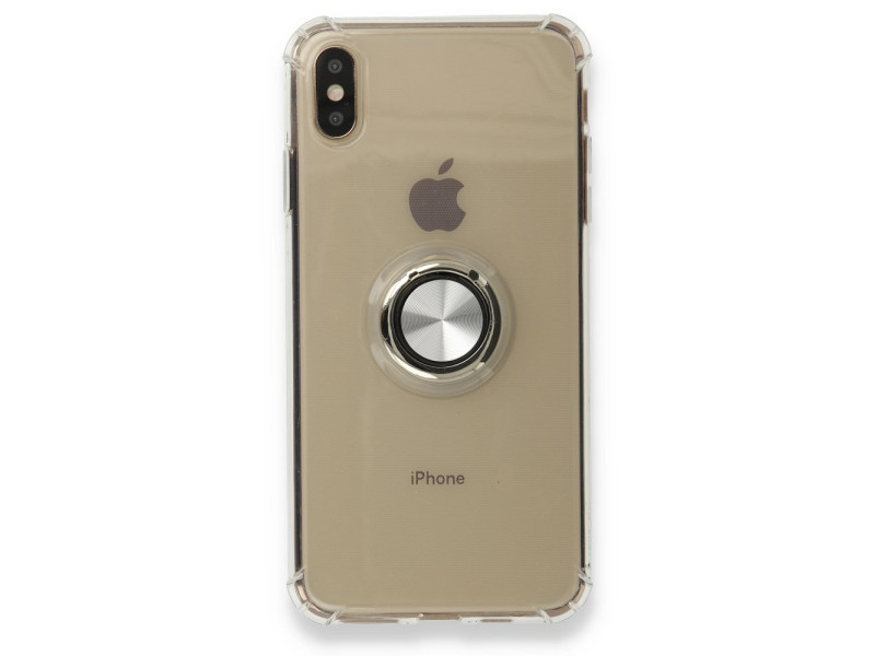 Newface iPhone XS Max Kılıf Gros Yüzüklü Silikon - Gümüş