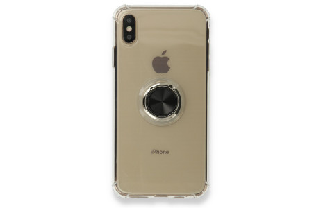 Newface iPhone XS Max Kılıf Gros Yüzüklü Silikon - Siyah