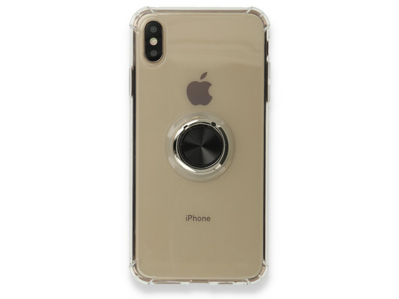 Newface iPhone XS Max Kılıf Gros Yüzüklü Silikon - Siyah