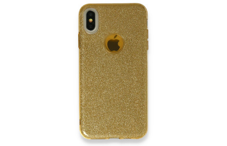Newface iPhone XS Max Kılıf Simli Katmanlı Silikon - Gold